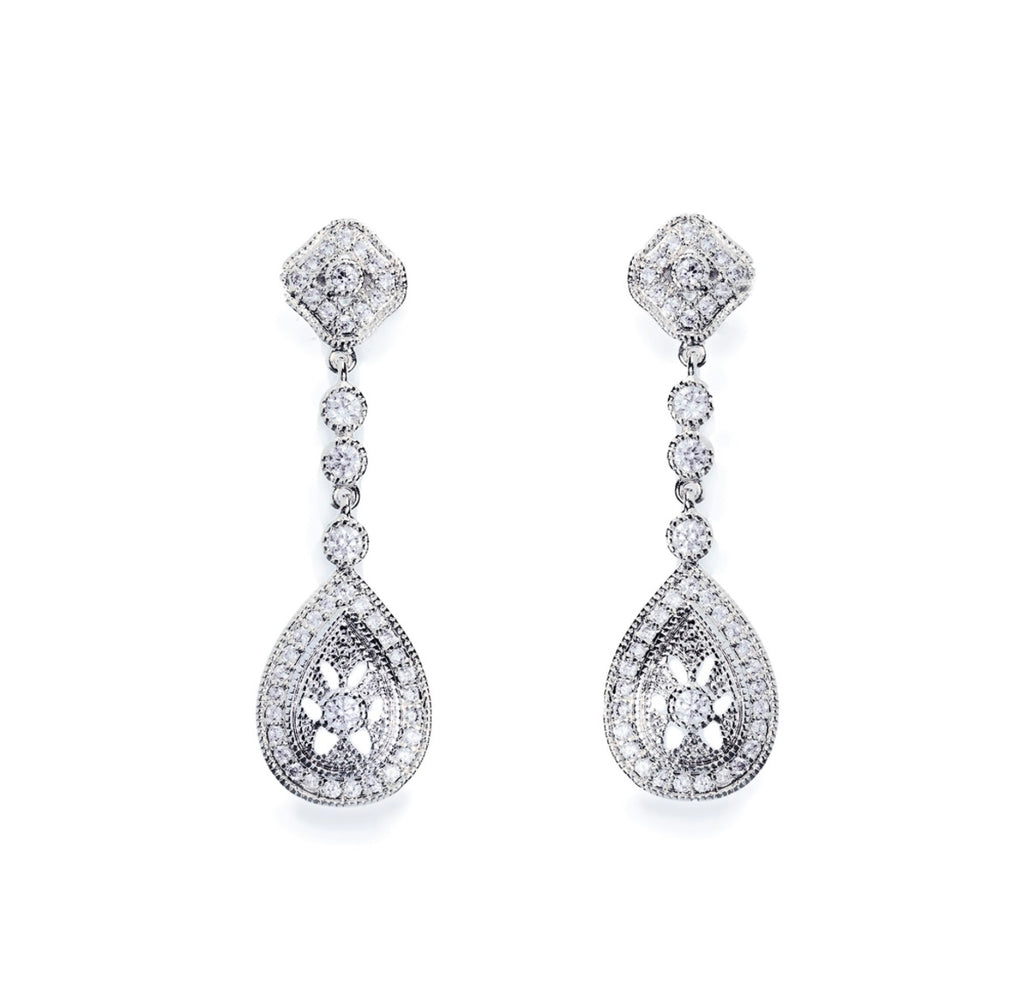 Circular Art Deco Diamond Cluster Stud Earrings 18ct White Gold 0.75ct |  Philip Lloyd Jewellers
